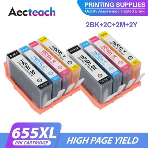 Aecteach new for HP 655 Ink Cartridges for HP655 Cartridge 655XL Deskjet 6520 6525 6625 3525 4615 4625 5525 Inkjet Printer