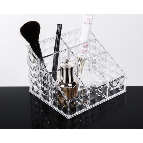 Acrylic Diamond Pattern Transparent Makeup Skin Care Products Eyebrow Pencil Shelf Dressing Table Desktop Finishing Storage Box