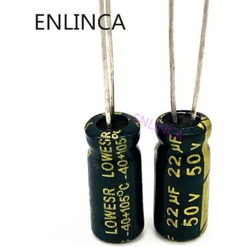 110pcs/lot AC07 high frequency low impedance 50v 22UF aluminum electrolytic capacitor size 5*11 22UF 20