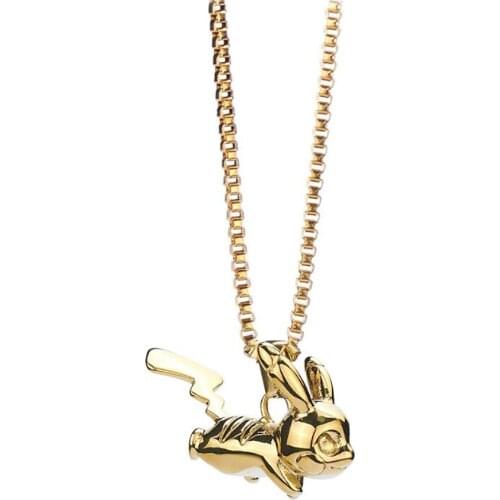 Stainless Steel Gold Hip Hop Street Dance Pikachu Blessed Pendant Necklace Jewelry Gift For Him with Chain