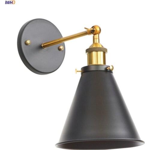 IWHD Loft Decor Retro LED Wall Light Bedroom Stair Mirror Vintage Industrial Wall Lamp Sconce Edison Applique Murale Luminaria