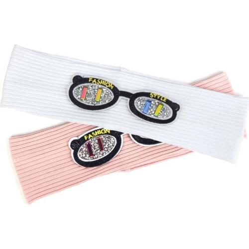 Fashion Women Boho Ribbed Headband Glasses Rhinestones Hairband Female Elastic Flat Striped Cotton Turban Hair Accessories