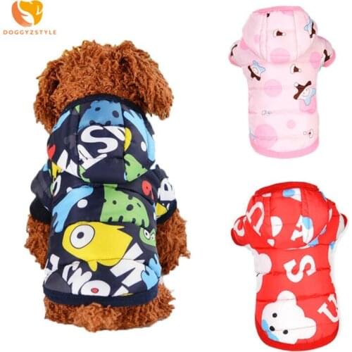 Cartoon Dog Clothes Pet Cotton Coat Small Teddy Warm Autumn Winter Animal Costume Apparel Pink Blue XS,S,M,L,XL DOGGYZSTYLE