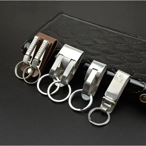 Men Key Chain Belt Clip Pull Double Loops Keychain Men Car Key Holder Novelty Trinket Genuine Key Rings Key Holder