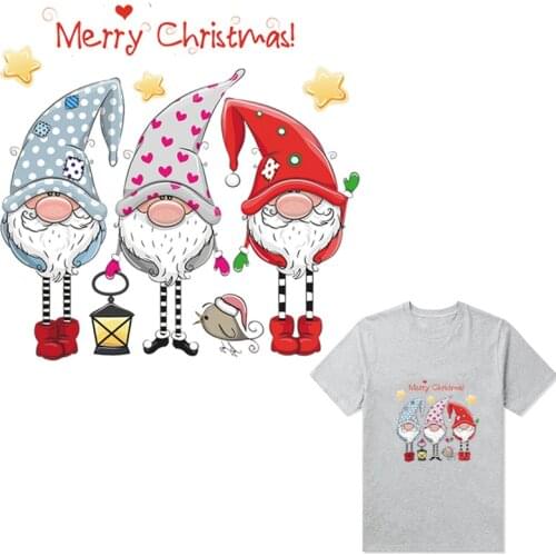 Clothing Patches Print On T-Shirt Dresses Christmas Gnomes Sticker On Clothes Washable Garment Accessory Heat Transfer Diy New