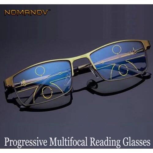 2019 New Occhiali Da Lettura Nomanov See Near And Far Anti-blu Men Women Progressive Multifocal Reading Glasses Add 75 To 350