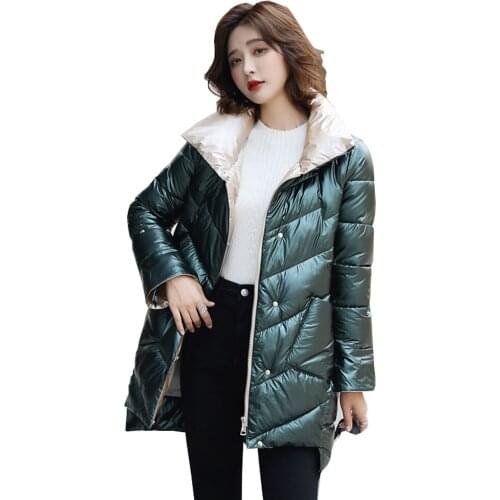 New bright down jacket clothing womens Korean loose medium length down thickened warm coat fashion down parka winter
