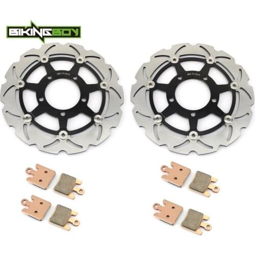 BIKINGBOY For Kawasaki Ninja ZX6R ZX-6R ZX636 2003 2004 ZX6RR ZX-6RR 03 04 ZX600K Front Brake Discs Disks Rotors + 4 Set Pads