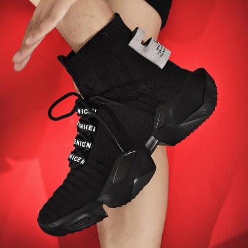 Plus Size Hightop High-soled Men Sport Shoes Socks Sneakers Mens Sports Shoes Spring Men Running Shoes New Men Training B-525