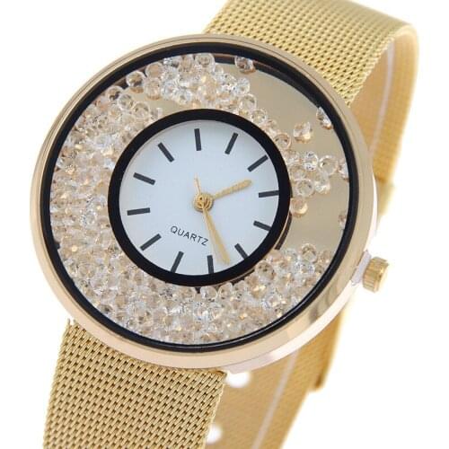 Luxury Womens Quartz Wristwatch Steel Strap Rhinestones Ladys Dress Watch Womens Bracelet Watch Relogio Feminino Reloj Mujer