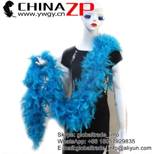 Made in CHINAZP Factory 10yards/lot 80g Dyed Turquoise Chandelle Feather Boas for DIY Decorations