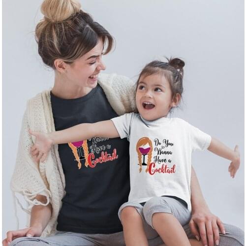 Disney Family Clothes Wine Glass Princess Summer New Harajuku Baby Girl Boy Printing Letters Fashion Dropship Short Sleeve Trend