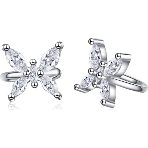 Bowknot Wrap Cartilago No Piercing Cubic Zirconia 925 Sterling Silver Clip On Earrings For Women Fashion Minimalist Jewelry