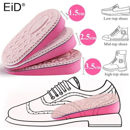EiD 1.5/2.5/3.5cm Taller Invisible Height Increase insoles for shoes Women Heel Pads Cushion Gel Lift Insoles massage Foot Care