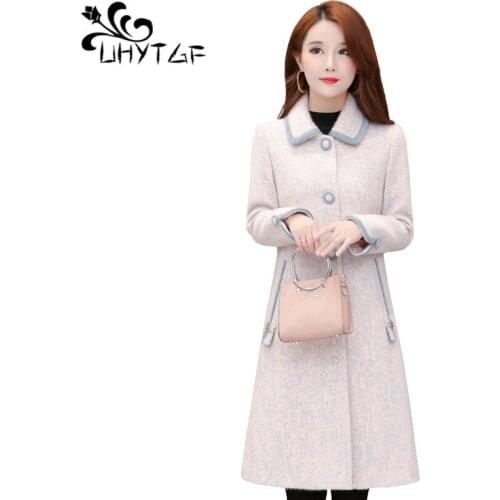 UHYTGF New Women winter jacket Women winter warm jacket fashion Korean Thicken 3XL Plus size Slim Woolen Woolen women coat X732