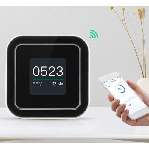 Smart WiFi CO2 Meter Intelligent Air Carbon Dioxide Sensor Monitor Gas Detector Time Display APP Control with Alarm