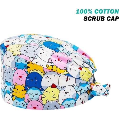 Unisex Surgicals Cap Cotton Anime Printing Beauty Salon Hat High Quality Nursing Hats Adjustable Nurse Accessories Scrub Cap New