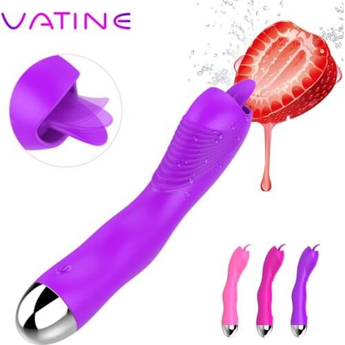VATINE 12 Frequency Tongue Licking Vibrator Clitoris Stimulator Female Masturbator Silicone G-spot Massager Sex Toys for Woman