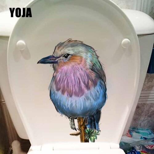 YOJA 15.5X23CM Intereting Wall Sticker Mural Bedroom Home Decor Hand Painted Cartoon Bird Toilet Decal T5-0712
