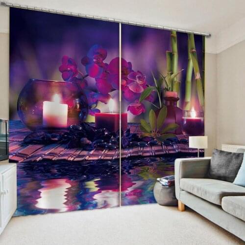 Cusotm 2 set hook curtain Photo purple Violet curtains 3D Blackout Curtains Living Room Bedroom Hotel Window curtains