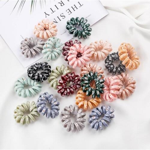 New Arrived Elastic Hair Band Daisy Flower Printed Telephone Wire Line Ponytail Hair Ties Rubber Band Women Hair Accessories
