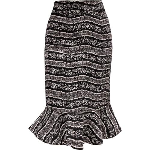 Women Skirts 2020 Summer New Casual Office Lady Striped Women Skirts Pencil Ruffles Mid-Calf Empire Plus Size Women Sexy Skirts