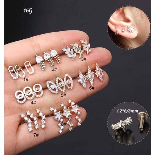 1Pc Tree Eye Exquisite Punk Cubic Zirconia Lip Ring Ear Earring Tongue Studs Gothic labret piercing jewelry Body Jewelry
