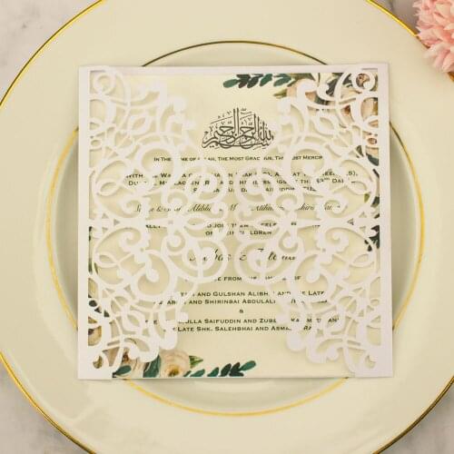 1pcs sample Hollow Lace Elegant Laser Cut Square Pearl Paper wedding invitation cards for wedding party bridal shower birthday