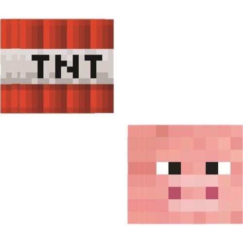 10pcs Pixelated Red TNT Pig Stickers Kids Birthday Party Gift DIY Puzzle Games Miner Stickers For Kids Supplies