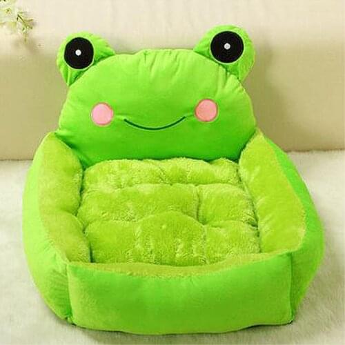 2 size Cute Cartoon Green Frog Soft Warm Kennel Pet Dog Bed Nest Cat Bedding for Animal Pet Blanket Cushion Sofa Foldable Pad