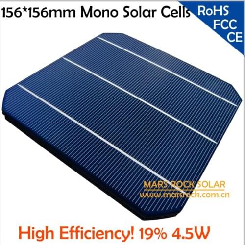 20pcs A Grade Monocrystalline Solar Cells 156x156mm with 3BB, 4.5W 0.5V 19% High Efficiency 156mm PV Cell for Making Solar Panel