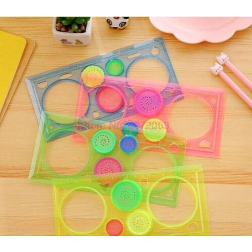 200pcs Painting Ruler Four-Color Transparent Million Flower Ruler Drawing Template Versatile Ruler For Children School Kids