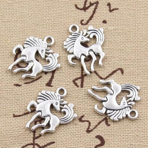 20pcs Charms Horse Unicorn 19x25mm Antique Bronze Silver Color Pendants Making DIY Handmade Tibetan Bronze Silver Color Jewelry