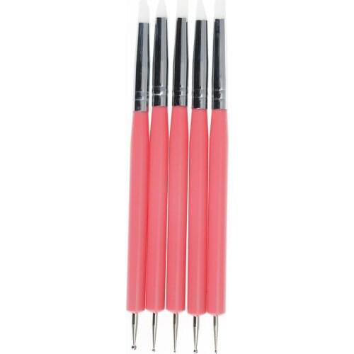 5PCS 2 way pottery clay ball styluses tools Polymer Clay Sculpture Tool Nail Art Tools Silicone Color Shapers Dotting Tool