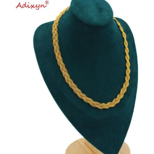 Adixyn New 50+5cm Hand-Woven Necklace Gold Color Fashion Jewelry African Ethiopian Chain for Women Men N10275