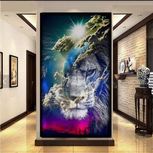 Large full square/round 5D DIY diamond painting Fantasy lion Clouds Embroidery Pattern Cross stitch kits mosaic home decor