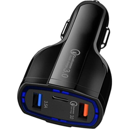 200Pcs/Lot 35W 3 USB Car Charger Quick Charge 3.0 QC3.0 Type C Fast Charging For IPhone 12 Pro 11 XS XR X 8 Xiaomi Huawei