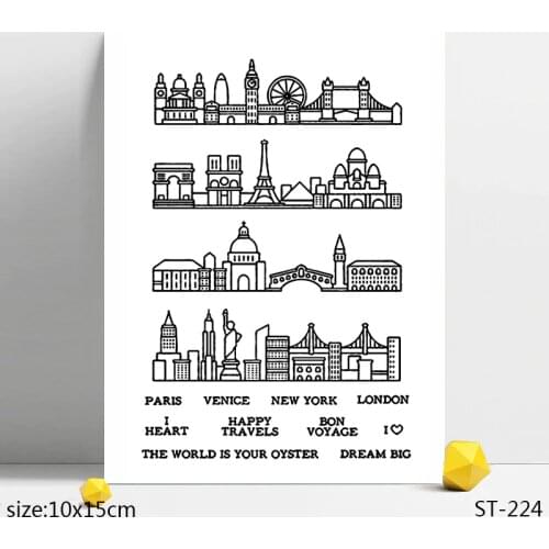 AZSG Famous City / Buildings Clear Stamps/Seals For DIY Scrapbooking/Card Making/Album Decorative Silicone Stamp Crafts