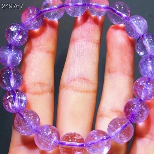 10.6mm Genuine Natural Purple Kunzite Cat Eye Round Beads Rarest Bracelet Crystal Women Men Bracelet Jewelry AAAAAA