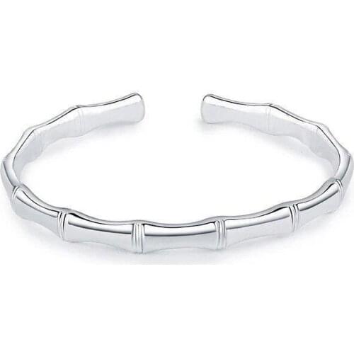 SA SILVERAGE Sterling Silver 999 Smooth Slub Open Bracelet Fashion Simple Female Handpiece Womens Bracelets for Women Cuff