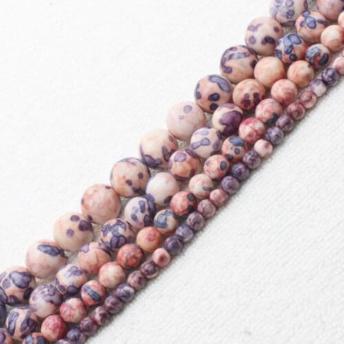 Wholesale 3-14mm Pink&Gray Snow Jaspers Round Loose Beads 15" bjr13,For Jewelry making, can mixed wholesale