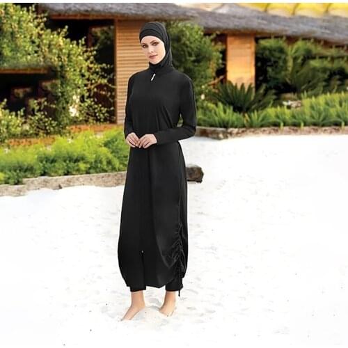 Black Swimsuit Full Burkini Muslim Swimwear Bourkini Modest Swimsuit HIjab Black Modest Bathing Suit Ladies Islam Long Sleeve