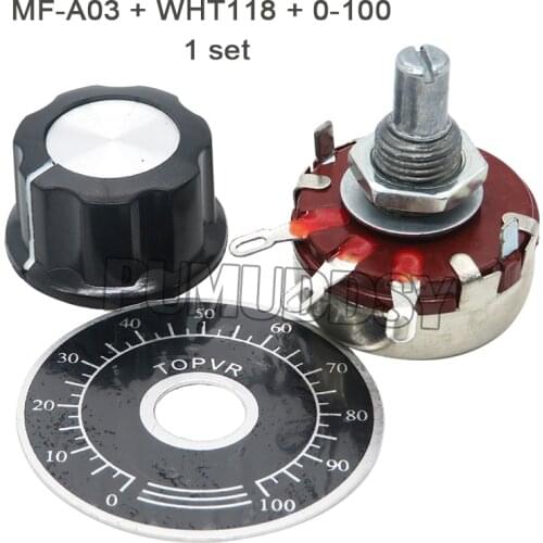 1 Set = 3PCS WTH118 DIY Kit Parts 2W 1A Potentiometer 1K 2.2K 4.7K 10K 22K 47K 100K 470K 1M MF-A03 + WHT118 + 0-100