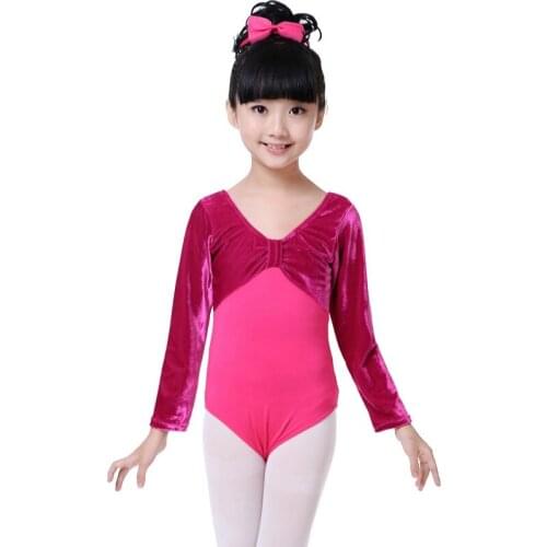 Children\s Ballet Costumes Kids Long Sleeve Patchwork Dance Bodysuit Gymnastics Leotard For Girls Ballet Dancewearym