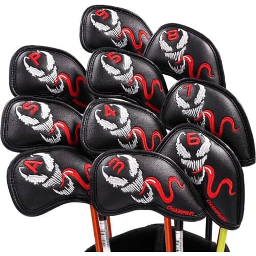 Black Venom Irons Headcovers PU Golf Iron Complete Set Head Covers #3-9PAS 10Pcs/Lot Mascot Novelty Gift