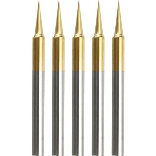 HLZS-5pcs 15 Degree 0.1mm Tungsten steel PCB Engraving CNC Bit Router Tool