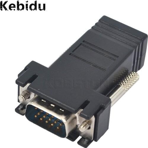 Kebidu 5PCS/lot RJ45 to VGA Extender to LAN CAT5 CAT6 RJ45 Network Ethernet Converter Cable Male to Female Adapter for Computer