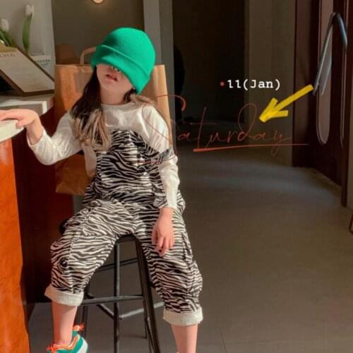 2021 New Stlye Girls Boys Striped Overalls Spring Cotton Fashion Kids Pants 2-7t QS270