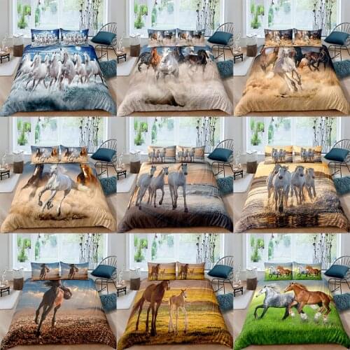 Western Horse Print Bedding Set Boys Teens 3D Duvet Cover Bedclothes 2/3pcs Home Textiles Luxury Housse De Couette Queen King