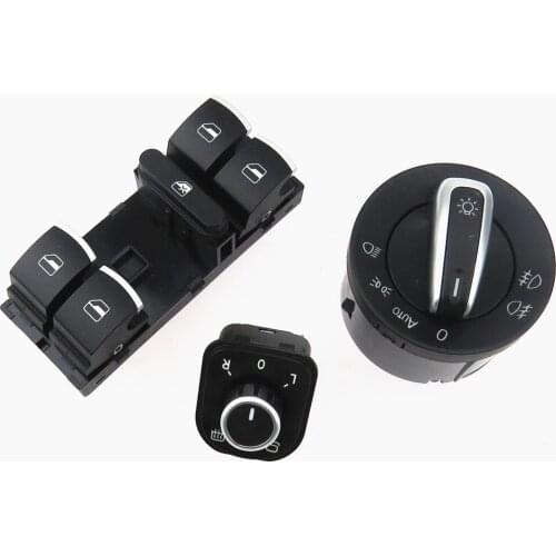 SCJYRXS Set Window Control Button Fold Rearview Mirror Knob Headlight Switch For Passat B6 Golf MK5 6 5ND941431B 5ND959857